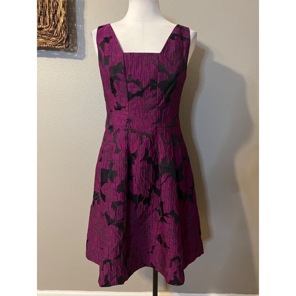 Ralph Lauren A Line Jacquard Dress 14 Pink Black Sleeveless Party Wedding - Picture 6 of 13